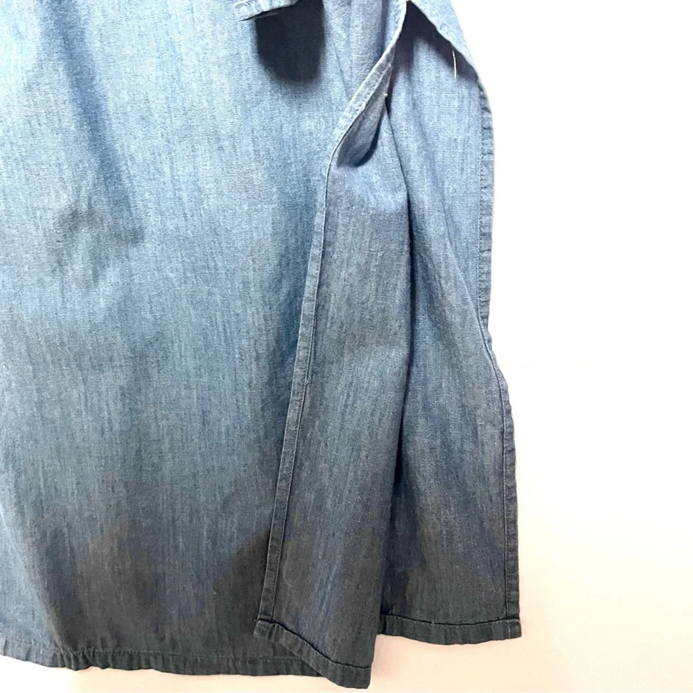 Topshop Chambray Midi Spaghetti Strap High Leg Slit Dress Front Knot Size 2 - Picture 5 of 9